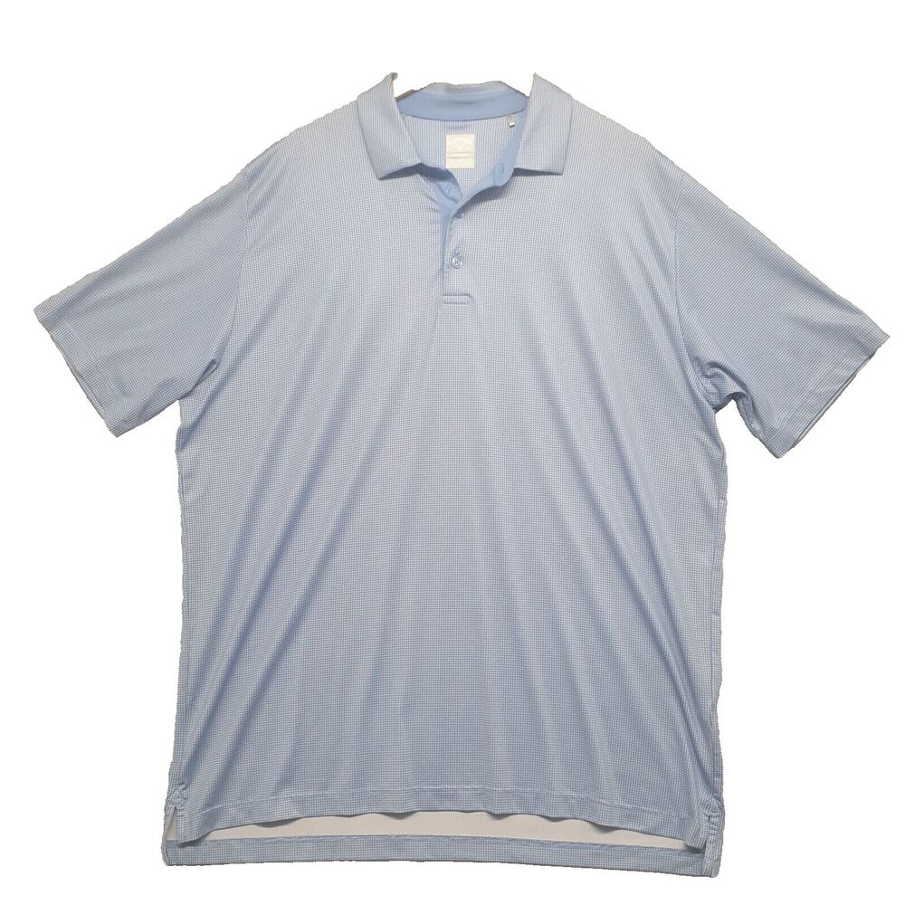 Callaway Opti-Dri Men’s XL Swing Tech Blue Check Performance Golf Polo Shirt